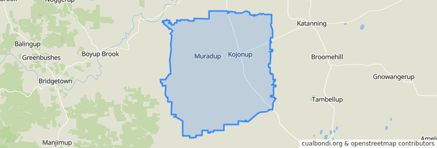 Mapa de ubicacion de Shire Of Kojonup.