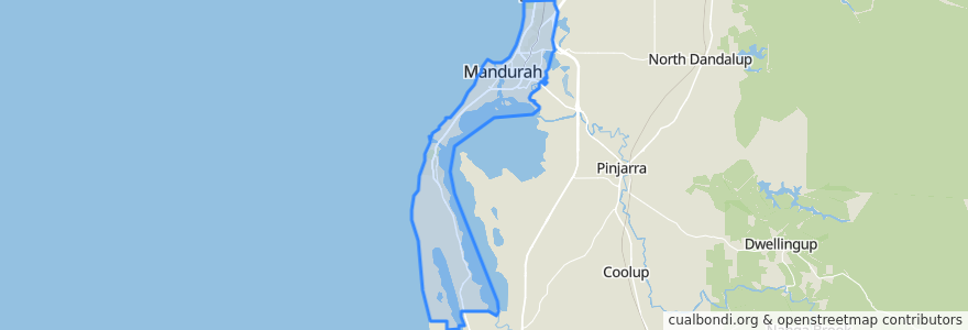 Mapa de ubicacion de City of Mandurah.