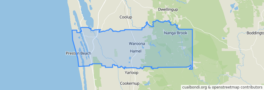 Mapa de ubicacion de Shire Of Waroona.