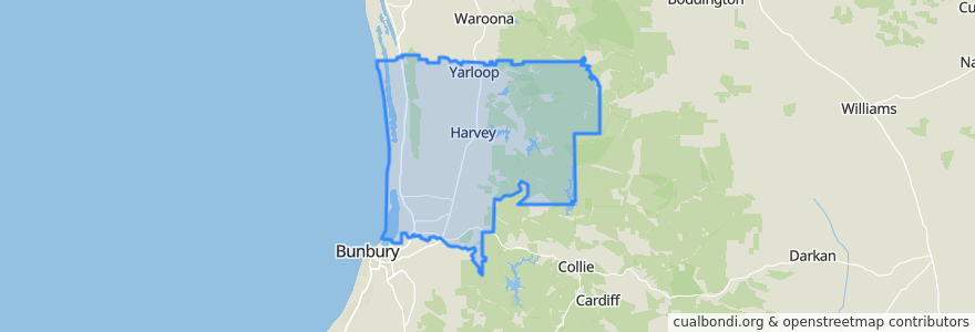 Mapa de ubicacion de Shire Of Harvey.