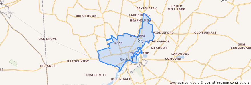 Mapa de ubicacion de Seaford.