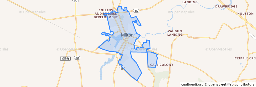 Mapa de ubicacion de Milton.