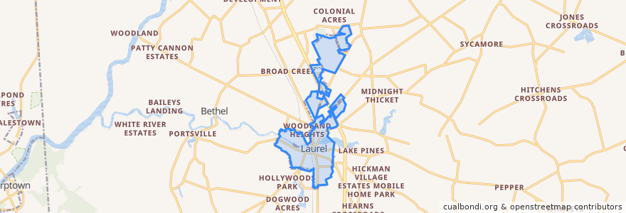 Mapa de ubicacion de Laurel.