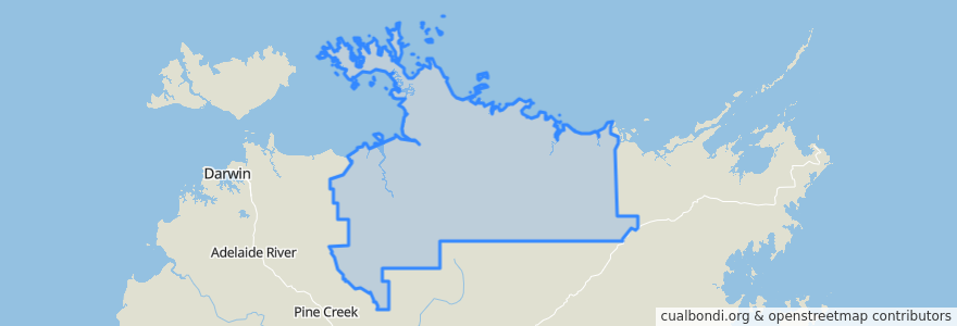 Mapa de ubicacion de West Arnhem Region.