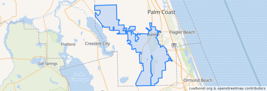 Mapa de ubicacion de Bunnell.