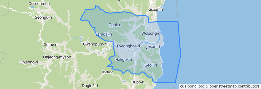 Mapa de ubicacion de Pyeonghae-eup.