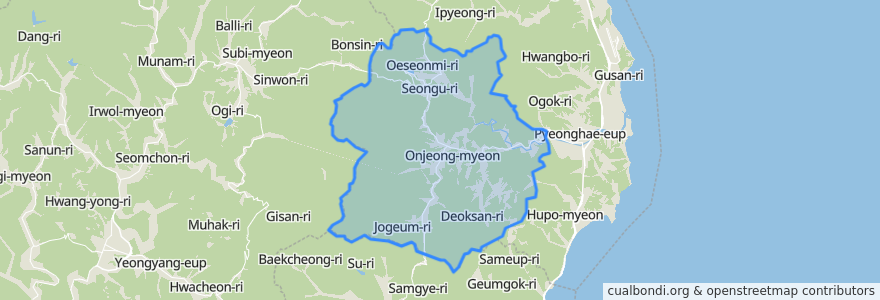 Mapa de ubicacion de Onjeong-myeon.