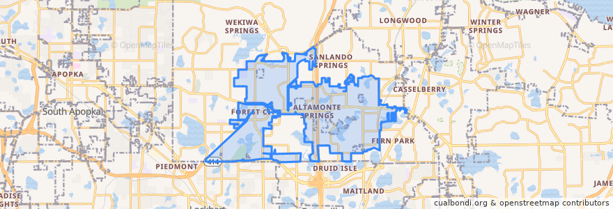 Mapa de ubicacion de Altamonte Springs.