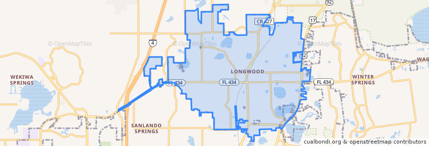 Mapa de ubicacion de Longwood.