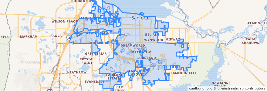 Mapa de ubicacion de Sanford.