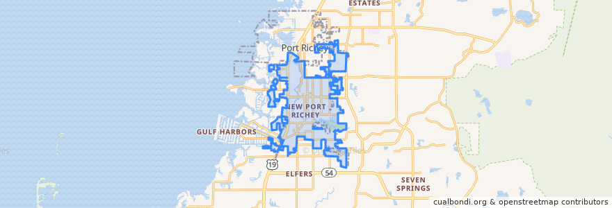 Mapa de ubicacion de New Port Richey.