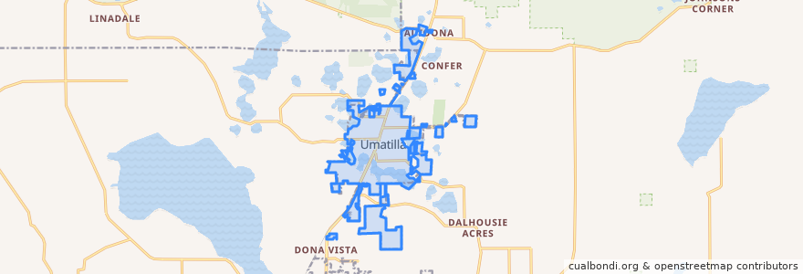 Mapa de ubicacion de Umatilla.