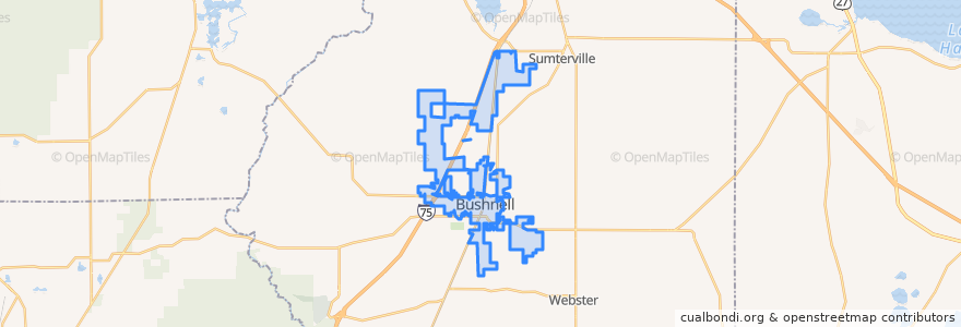 Mapa de ubicacion de Bushnell.