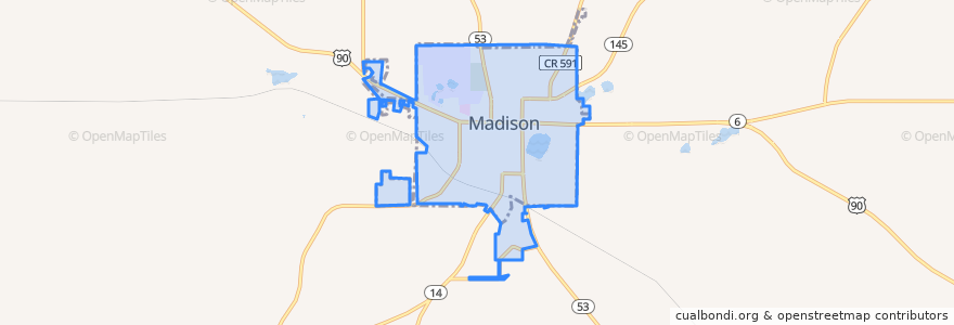 Mapa de ubicacion de Madison.