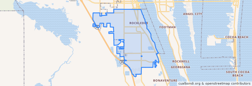 Mapa de ubicacion de Rockledge.