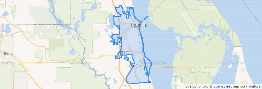 Mapa de ubicacion de Titusville.