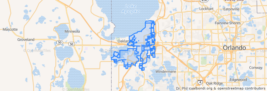 Mapa de ubicacion de Winter Garden.