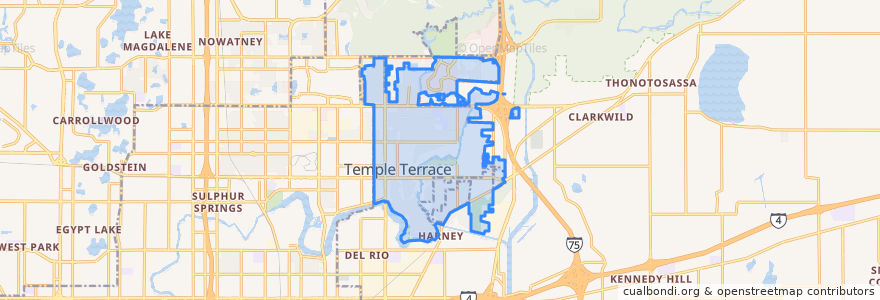 Mapa de ubicacion de Temple Terrace.