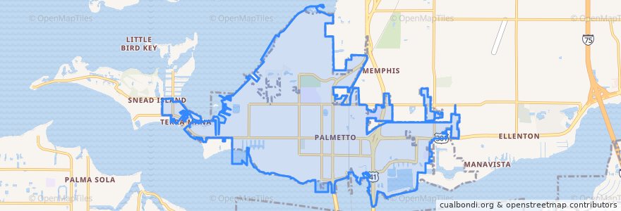 Mapa de ubicacion de Palmetto.