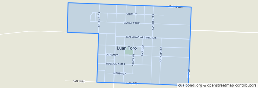 Mapa de ubicacion de Luan Toro.