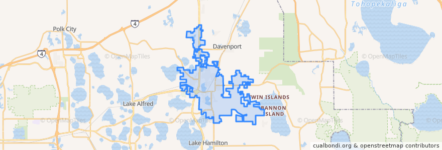 Mapa de ubicacion de Haines City.