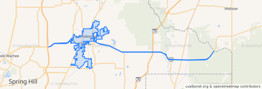 Mapa de ubicacion de Brooksville.