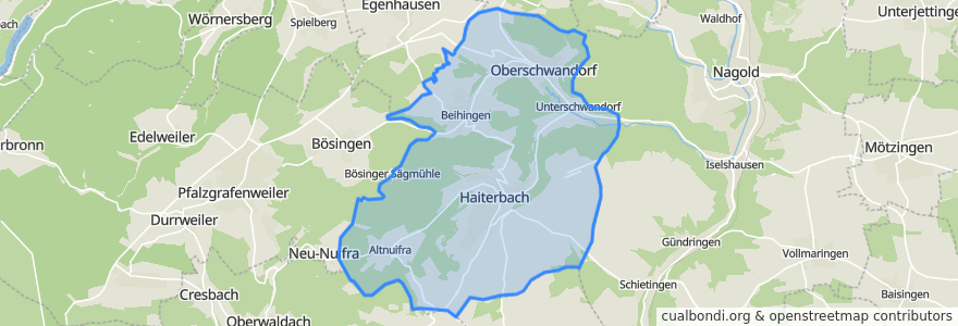 Mapa de ubicacion de Haiterbach.