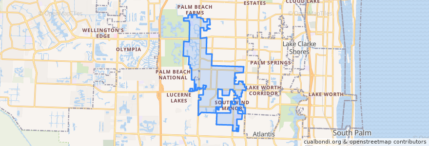 Mapa de ubicacion de Greenacres.