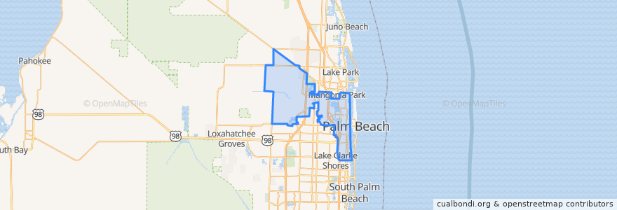 Mapa de ubicacion de West Palm Beach.