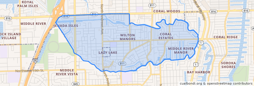 Mapa de ubicacion de Wilton Manors.