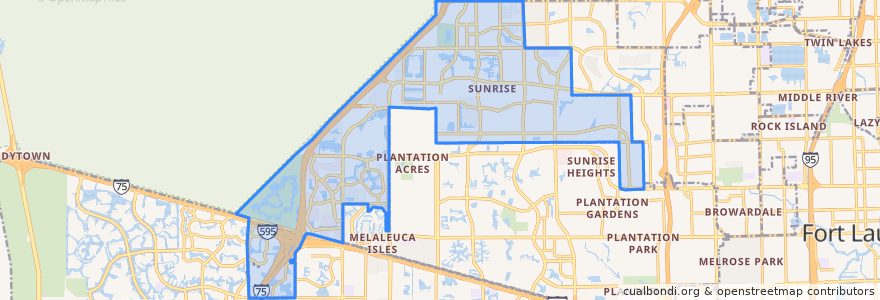 Mapa de ubicacion de Sunrise.