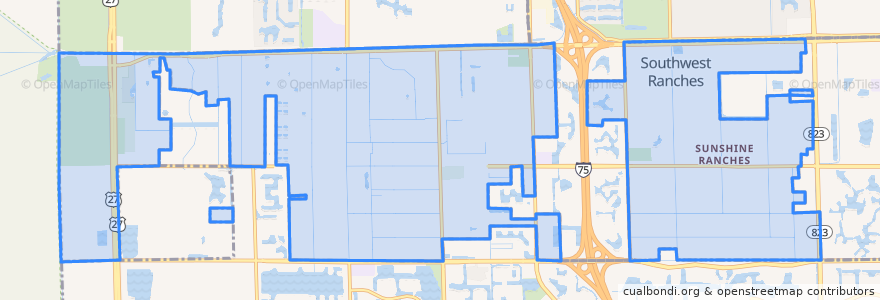 Mapa de ubicacion de Southwest Ranches.