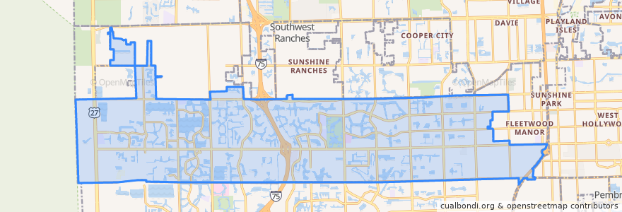 Mapa de ubicacion de Pembroke Pines.