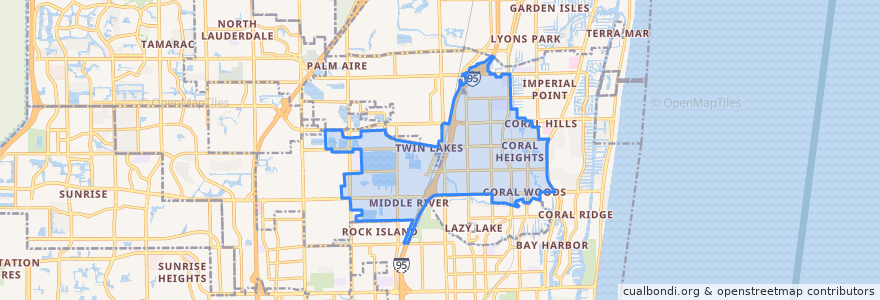 Mapa de ubicacion de Oakland Park.