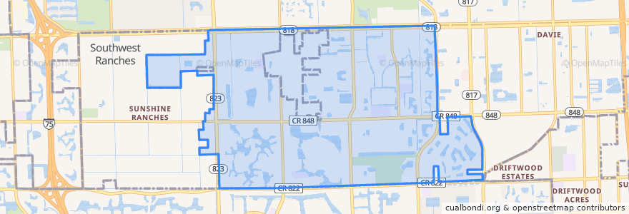 Mapa de ubicacion de Cooper City.