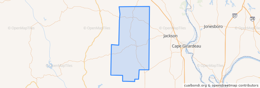 Mapa de ubicacion de Bollinger County.