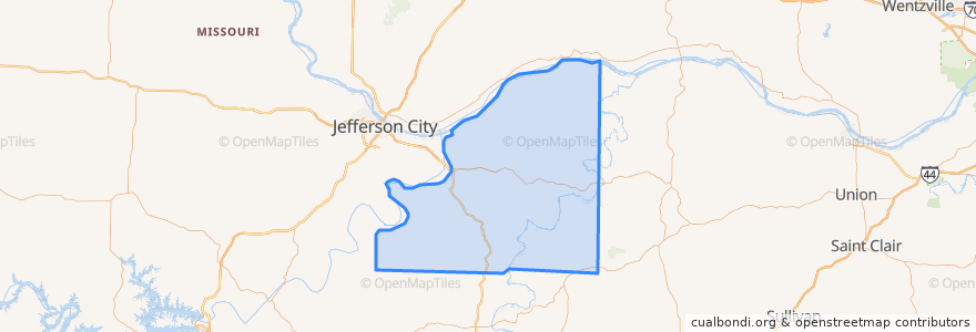 Mapa de ubicacion de Osage County.