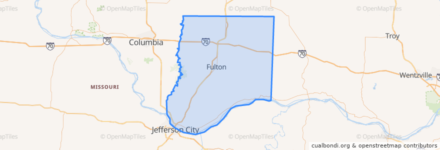 Mapa de ubicacion de Callaway County.