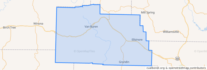 Mapa de ubicacion de Carter County.