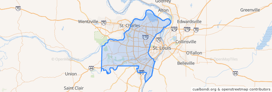 Mapa de ubicacion de Saint Louis County.