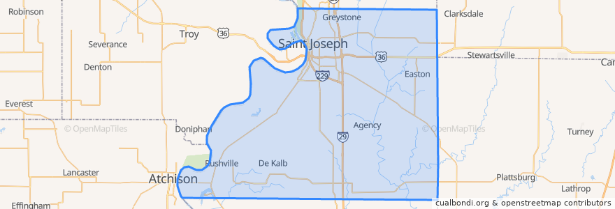 Mapa de ubicacion de Buchanan County.