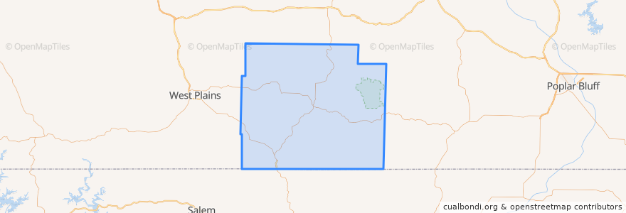 Mapa de ubicacion de Oregon County.