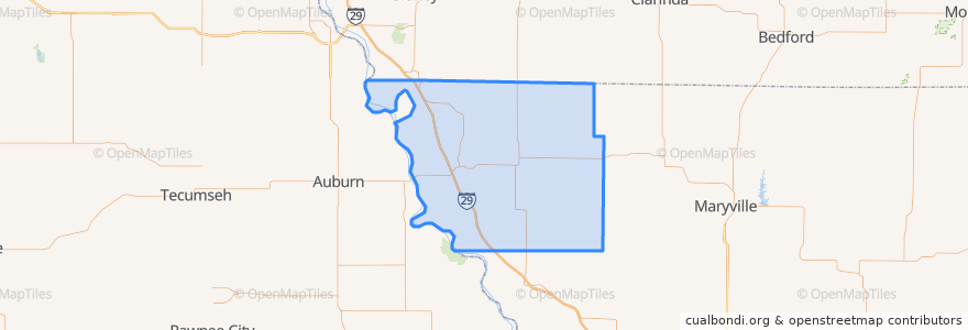 Mapa de ubicacion de Atchison County.