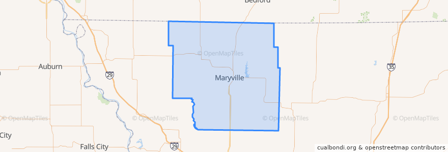 Mapa de ubicacion de Nodaway County.