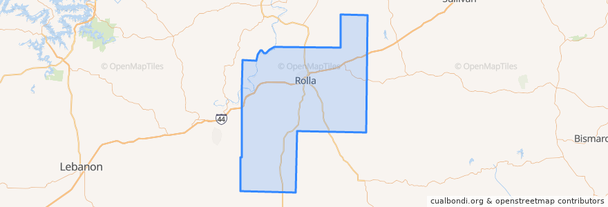 Mapa de ubicacion de Phelps County.