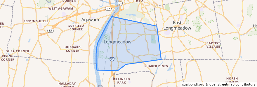 Mapa de ubicacion de Longmeadow.