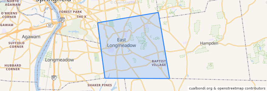 Mapa de ubicacion de East Longmeadow.