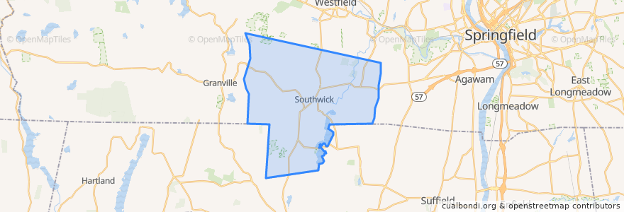 Mapa de ubicacion de Southwick.