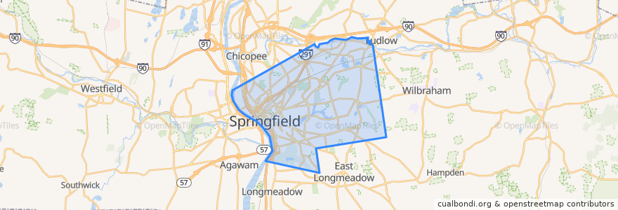 Mapa de ubicacion de Springfield.