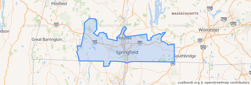 Mapa de ubicacion de Hampden County.